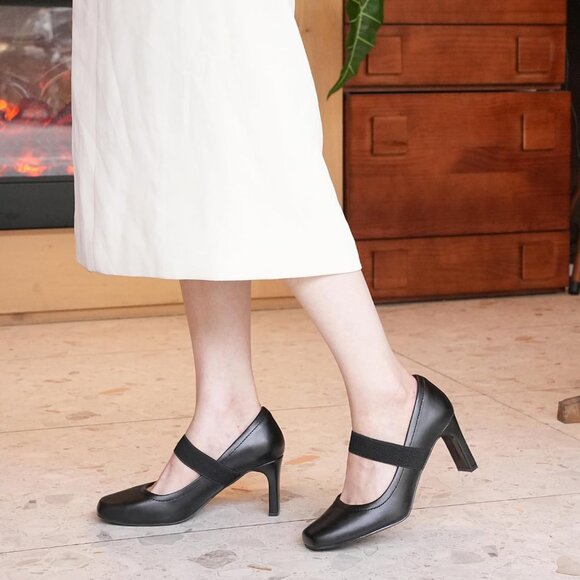 Women's Synthetic Square Toe Mary Janes High Heels Dress Shoes 3 Inch - Picture 2 of 6